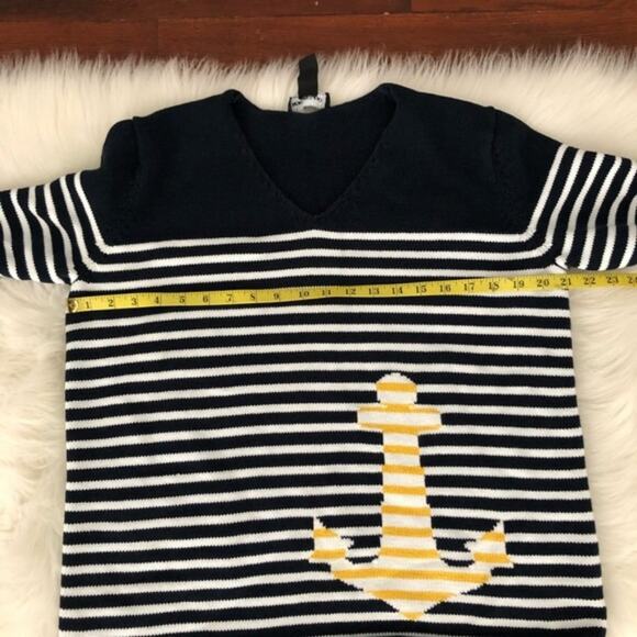 Navy & White Stripe Anchor Nautical Cozy Sweater - Picture 4 of 5